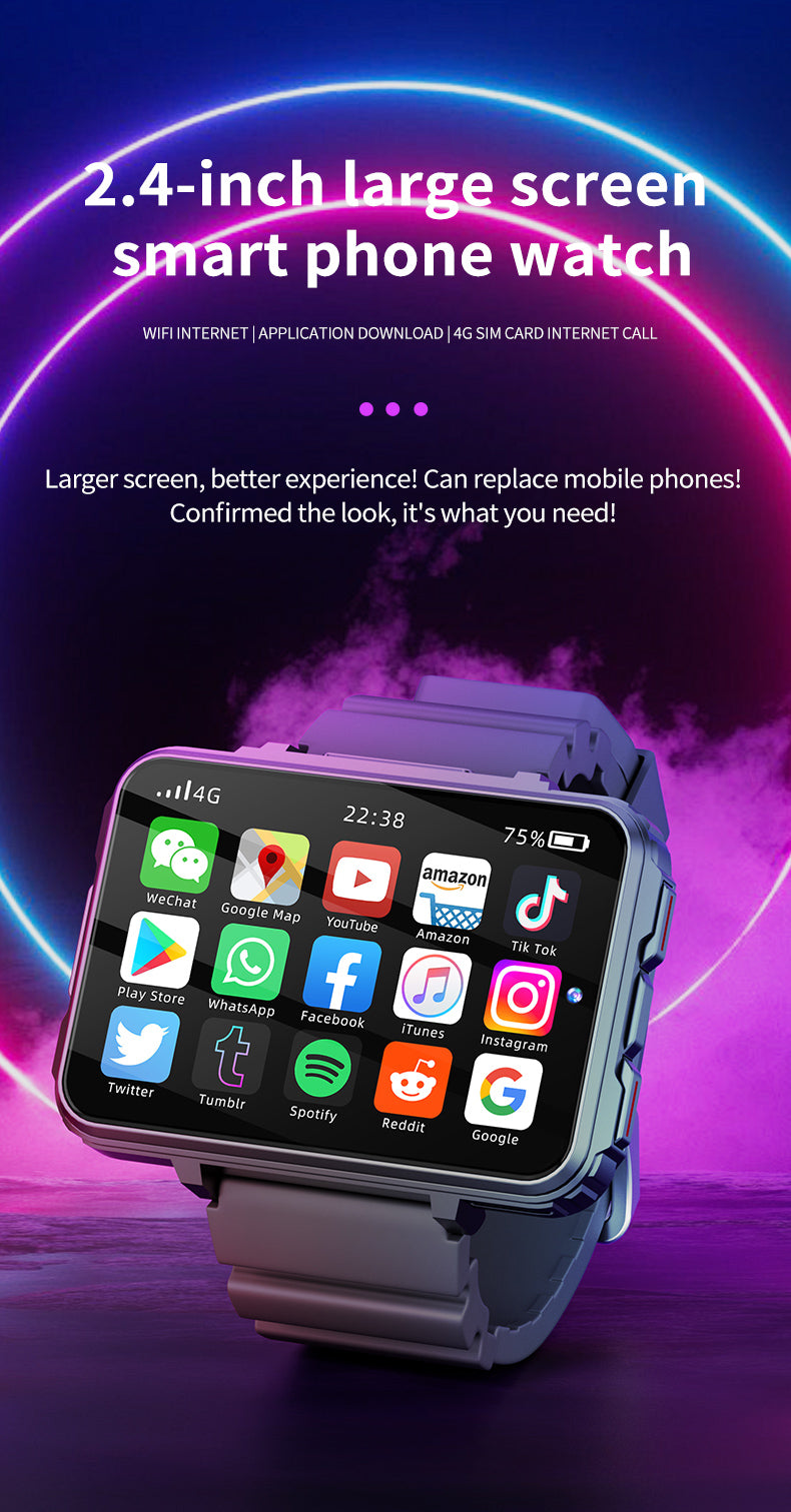D-2 99-VP Smartwatch Hommes Mâle 2.4inch Grand AMOLED Smartwatch Double Caméra GPS WiFi 4G / 5G Carte SIM Fente Jouer Jeu Appel Vidéo