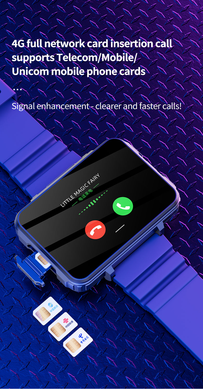 D-2 99-VP Smartwatch Hommes Mâle 2.4inch Grand AMOLED Smartwatch Double Caméra GPS WiFi 4G / 5G Carte SIM Fente Jouer Jeu Appel Vidéo