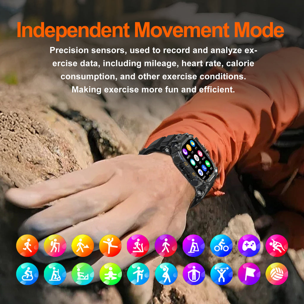 B-7 4G Smart Watch Quad Core 3GB 32GB Rotating Camera Herrenuhr 2.06" AMOLED HD Screen Smartwatch WiFi Bluetooth GPS Fitness Tracker Sportuhr (schwarz)