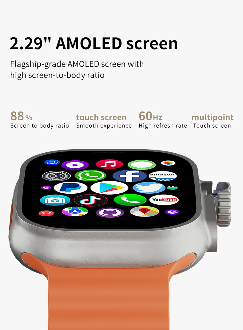 A-8 Smartwatch 4G Android 32GB Storage 4G/5G LTE Sim Card GPS WIFI 2.29 inch 490 * 580 Amoled NEW Smartwatch Rotary Camera (Orange)