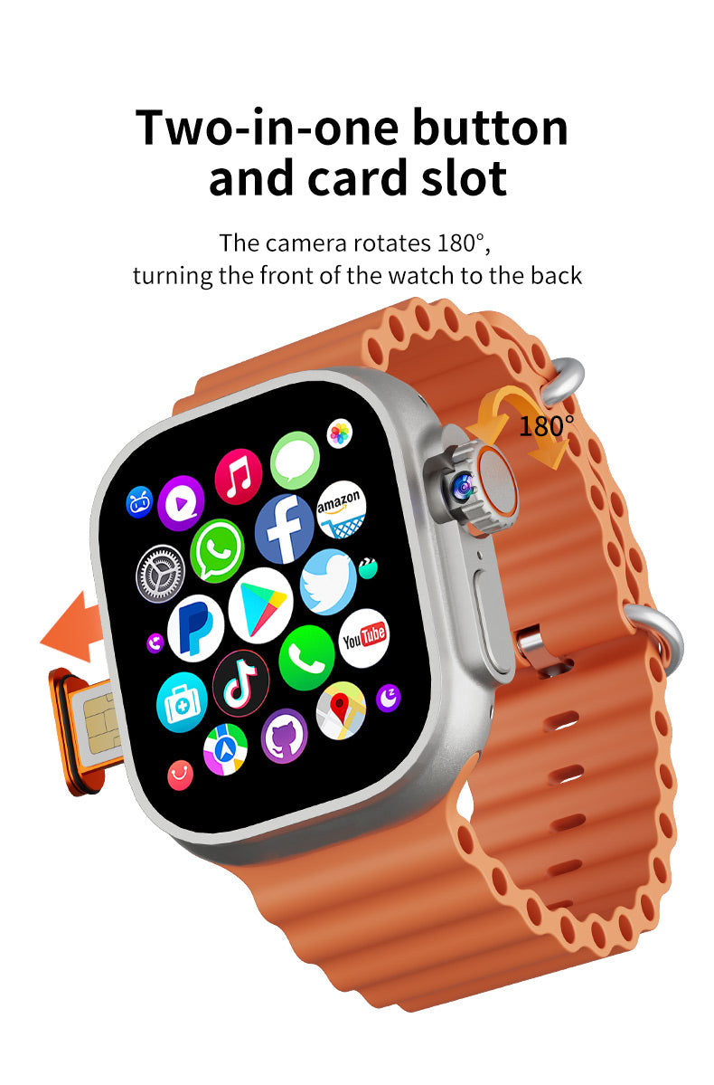 B-6-1 Smartwatch 4G Android 32GB Speicher 4G / 5G LTE Sim-Karte GPS WIFI 2,29 Zoll 490 * 580 Amoled NEU Smartwatch Rotationskamera (Orange)