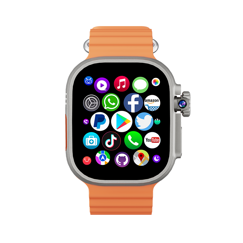 B-6-1 Smartwatch 4G Android 32GB Speicher 4G / 5G LTE Sim-Karte GPS WIFI 2,29 Zoll 490 * 580 Amoled NEU Smartwatch Rotationskamera (Orange)