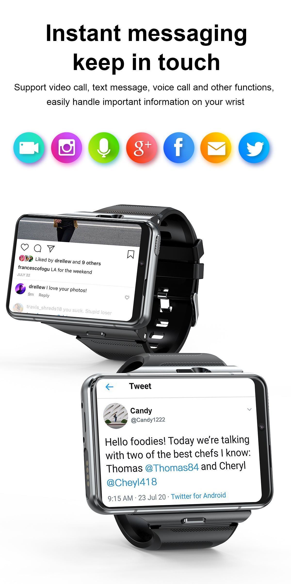 C-2-1  Nuovo 4G Internet GPS Smartwatch 4GB 64GB Android 11.0 2.88 "Grande schermo 800W + 200w doppia fotocamera Google Play SIM Card Orologio sportivo per uomini (nero)