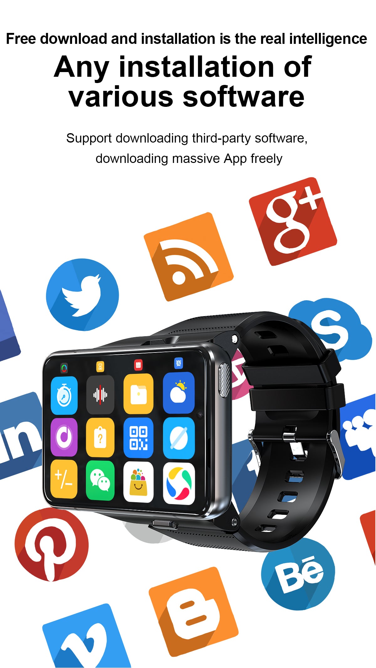 C-2-1  Nuovo 4G Internet GPS Smartwatch 4GB 64GB Android 11.0 2.88 "Grande schermo 800W + 200w doppia fotocamera Google Play SIM Card Orologio sportivo per uomini (nero)