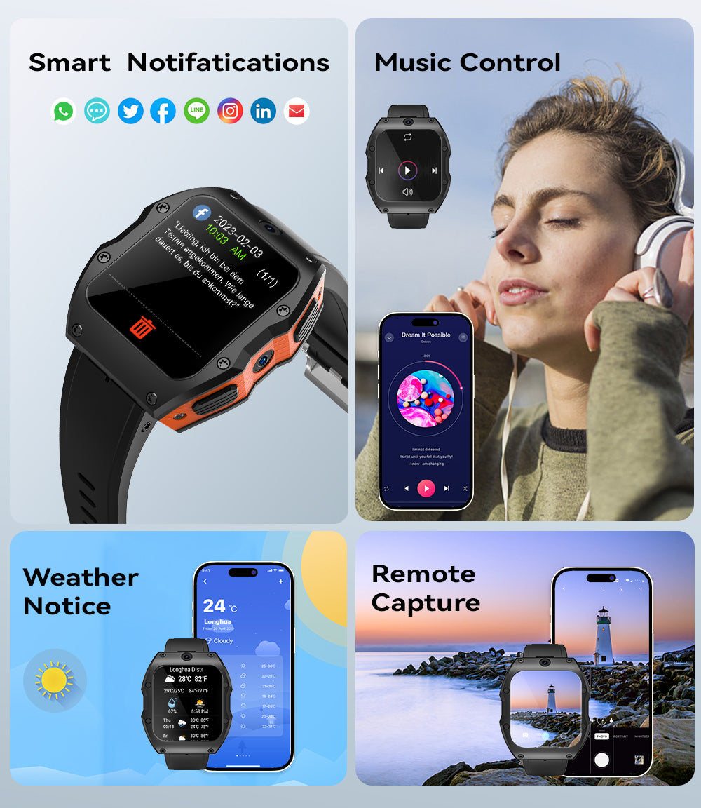 A-9 4G LTE Android 9.0 Smartwatch 5.0MP 13.0MP Dual Cameras 128GB  Quad Core WIFI GPS Smart Watch for Men and Boy