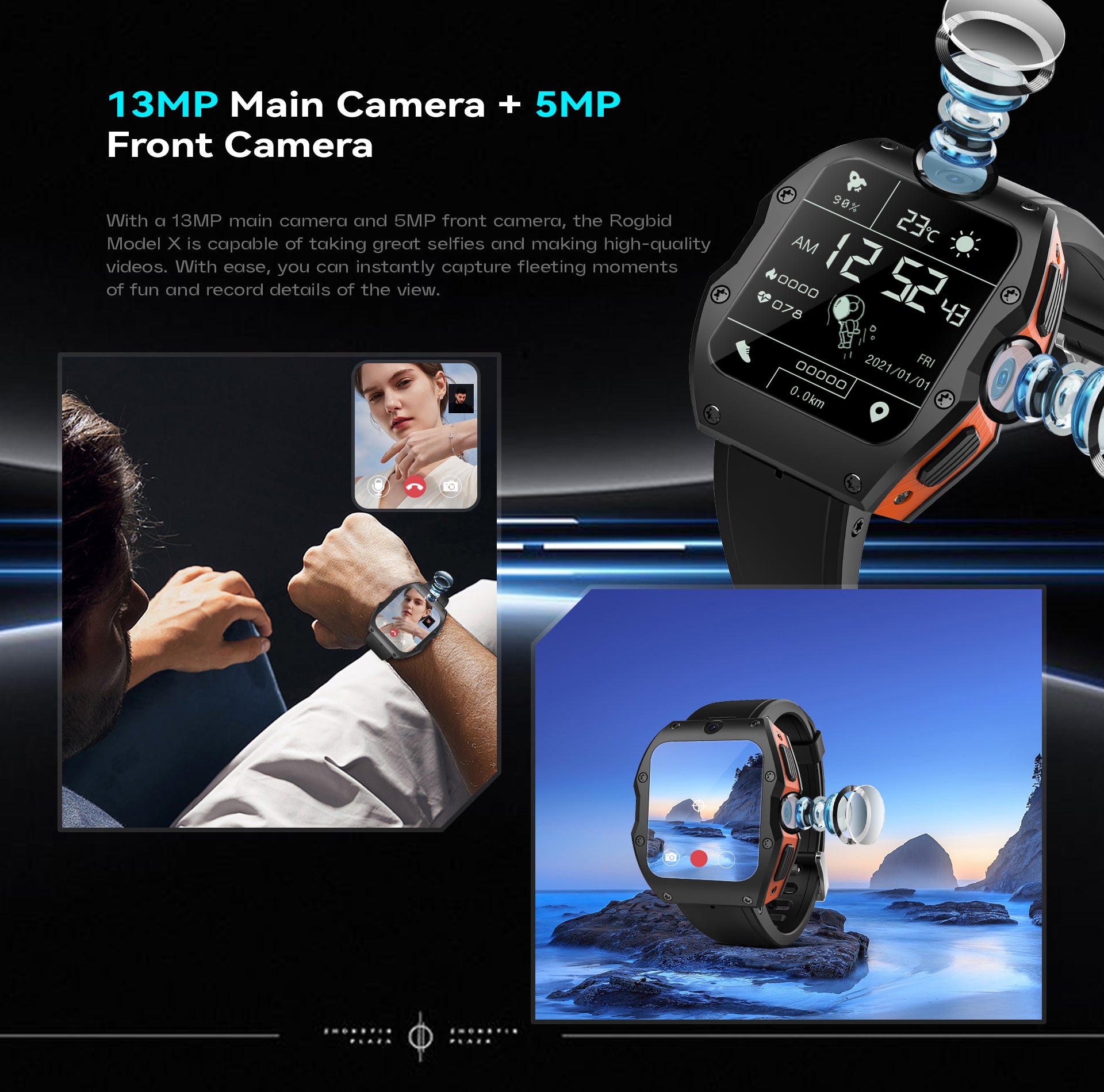 A-9 4G LTE Android 9.0 Smartwatch 5.0MP 13.0MP Dual Cameras 128GB  Quad Core WIFI GPS Smart Watch for Men and Boy