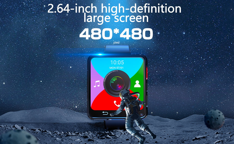 D-5 Nouveau 4G LTE GPS réseau complet Android 11.0 Smartwatch autonome 32GB 2,64 pouces HD grand écran 500W double caméra Google Play carte SIM montre intelligente pour hommes