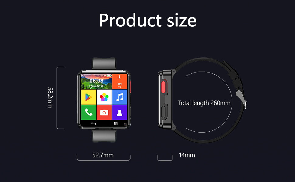 D-5 Nouveau 4G LTE GPS réseau complet Android 11.0 Smartwatch autonome 64GB 2,64 pouces HD grand écran 800W caméra Google Play carte SIM montre intelligente pour hommes