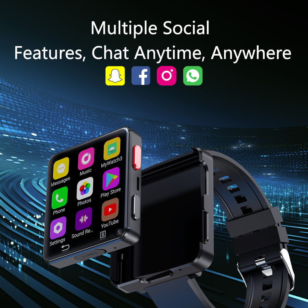D-5 Nouveau 4G LTE GPS réseau complet Android 11.0 Smartwatch autonome 64GB 2,64 pouces HD grand écran 800W caméra Google Play carte SIM montre intelligente pour hommes