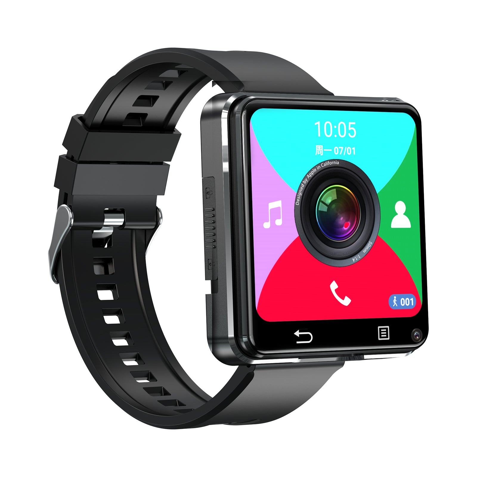D-5 Nouveau 4G LTE GPS réseau complet Android 11.0 Smartwatch autonome 32GB 2,64 pouces HD grand écran 500W double caméra Google Play carte SIM montre intelligente pour hommes