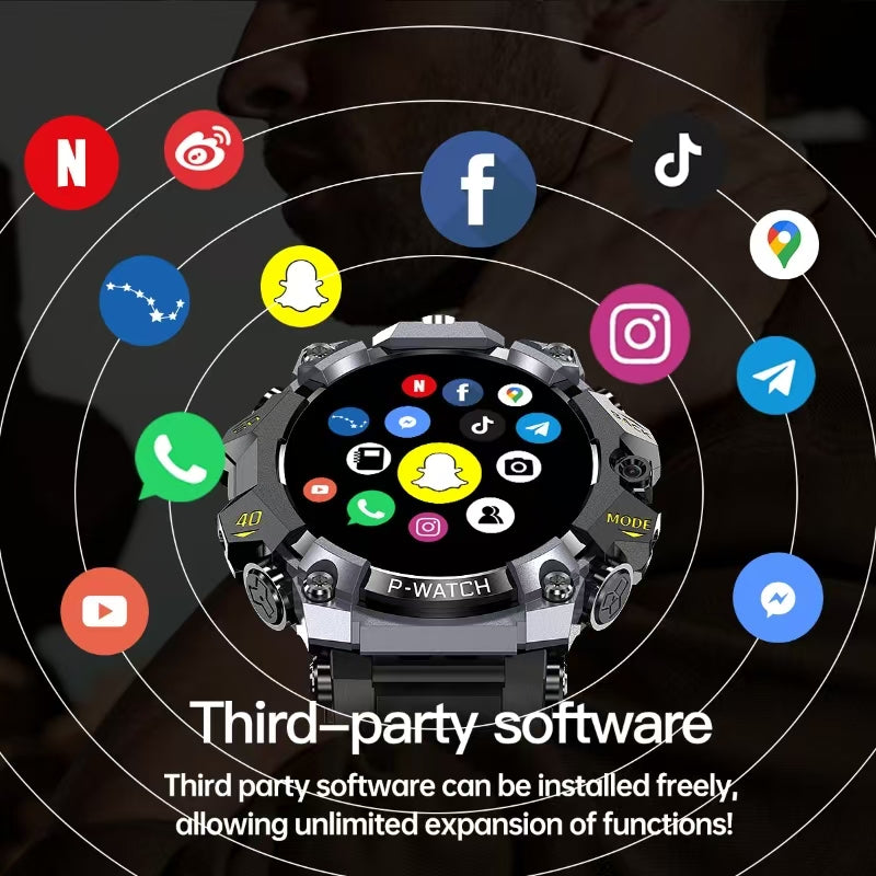 B-5 4G LTE Smartwatch 1.508 Zoll AMOLED Bildschirm GPS Navigation High Definition Dual Camera 8 Millionen + 2 Millionen Google Play SIM-Karte Smart Watch für Männer (schwarz)