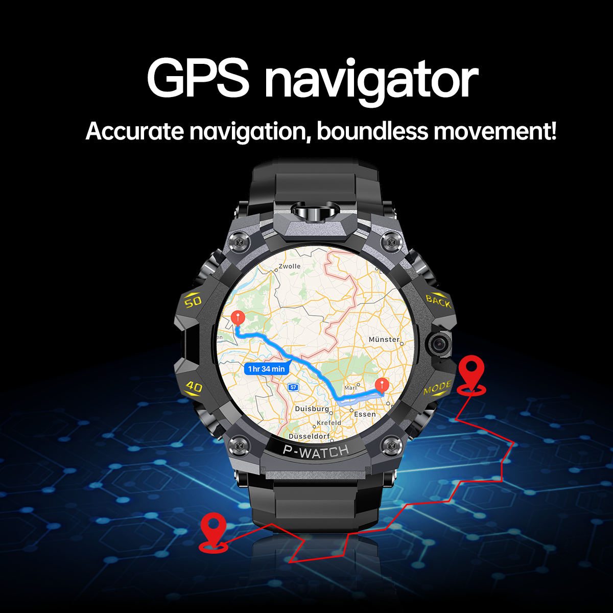 A-7  4G LTE Smartwatch 1.508 inch AMOLED Screen GPS Navigation High Definition Dual Camera 8 Million+2 Million Google Play SIM Card Smart Watch for Men and Boy