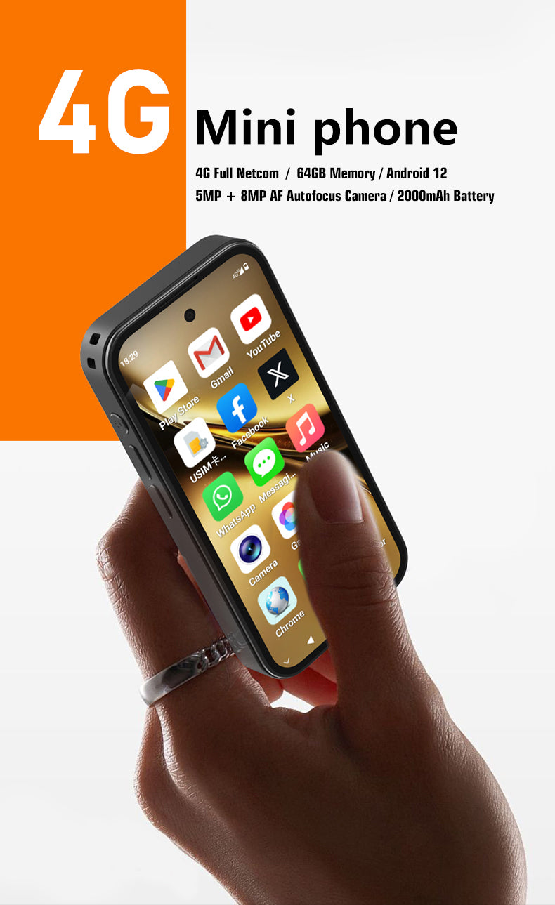 AA1 Mini Smartwatch | Android 12.0 | 3.97" HD Screen | Dual SIM + TF Card | 5MP+8MP AF Cameras | 4GB RAM 64GB Storage | Bluetooth 5.0