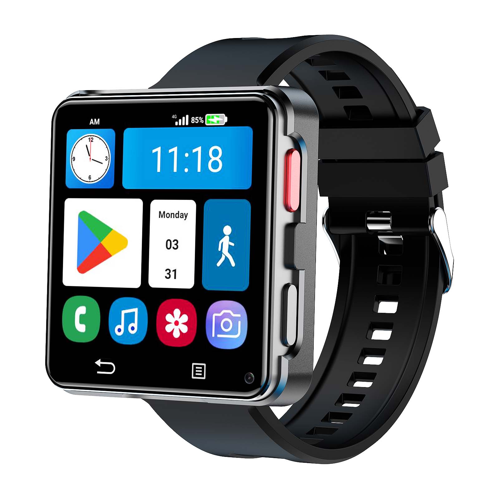 D-5 Nouveau 4G LTE GPS réseau complet Android 11.0 Smartwatch autonome 64GB 2,64 pouces HD grand écran 800W caméra Google Play carte SIM montre intelligente pour hommes