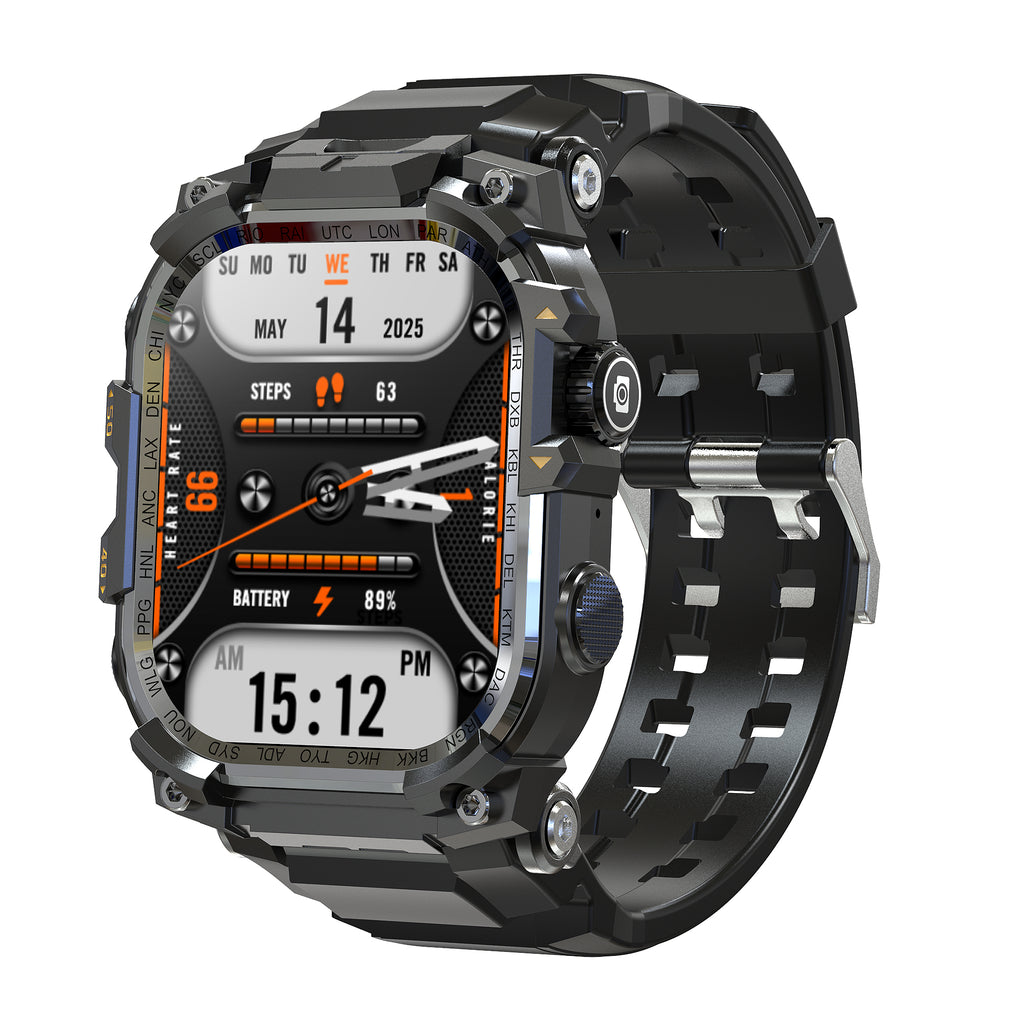 B-7 4G Smart Watch Quad Core 3GB 32GB Rotating Camera Herrenuhr 2.06" AMOLED HD Screen Smartwatch WiFi Bluetooth GPS Fitness Tracker Sportuhr (schwarz)
