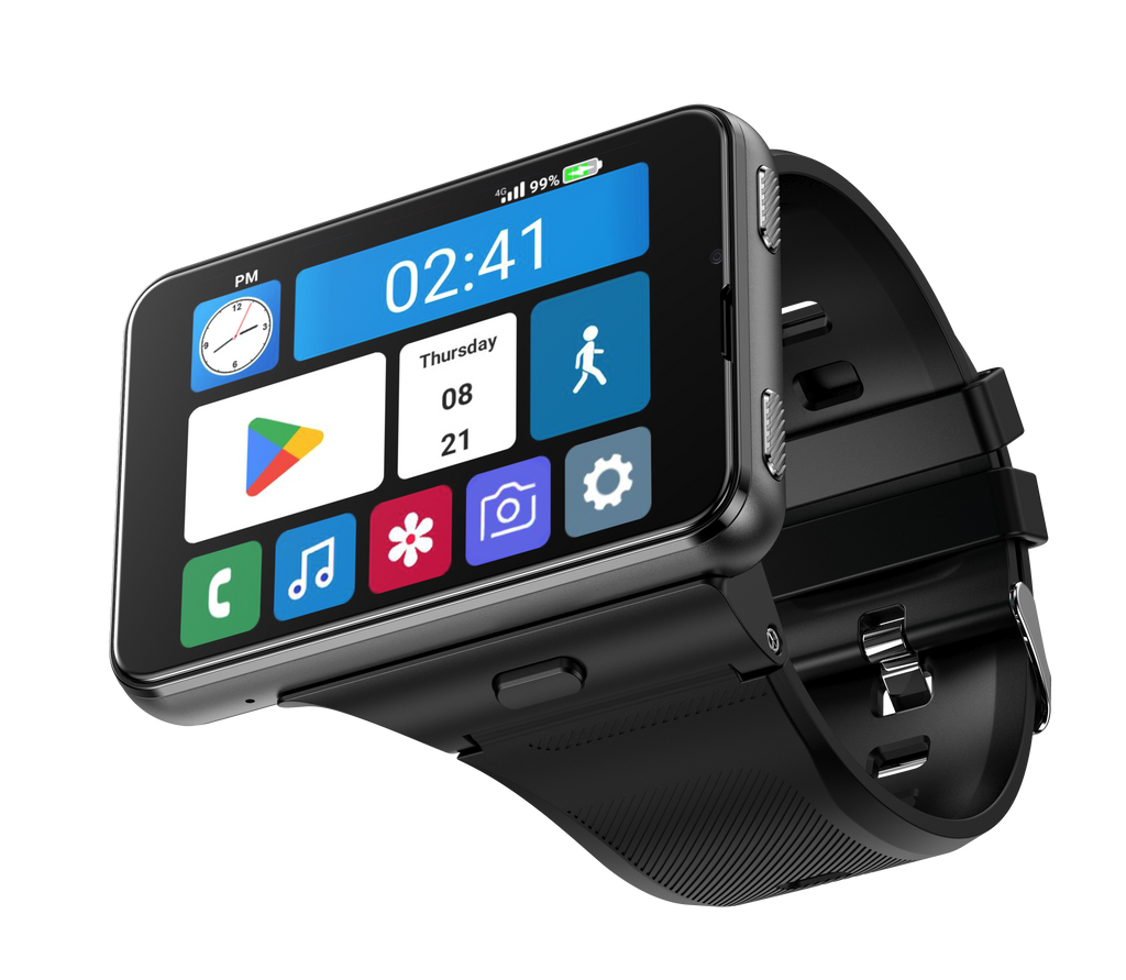 C-2-1  Nuovo 4G Internet GPS Smartwatch 4GB 64GB Android 11.0 2.88 "Grande schermo 800W + 200w doppia fotocamera Google Play SIM Card Orologio sportivo per uomini (nero)