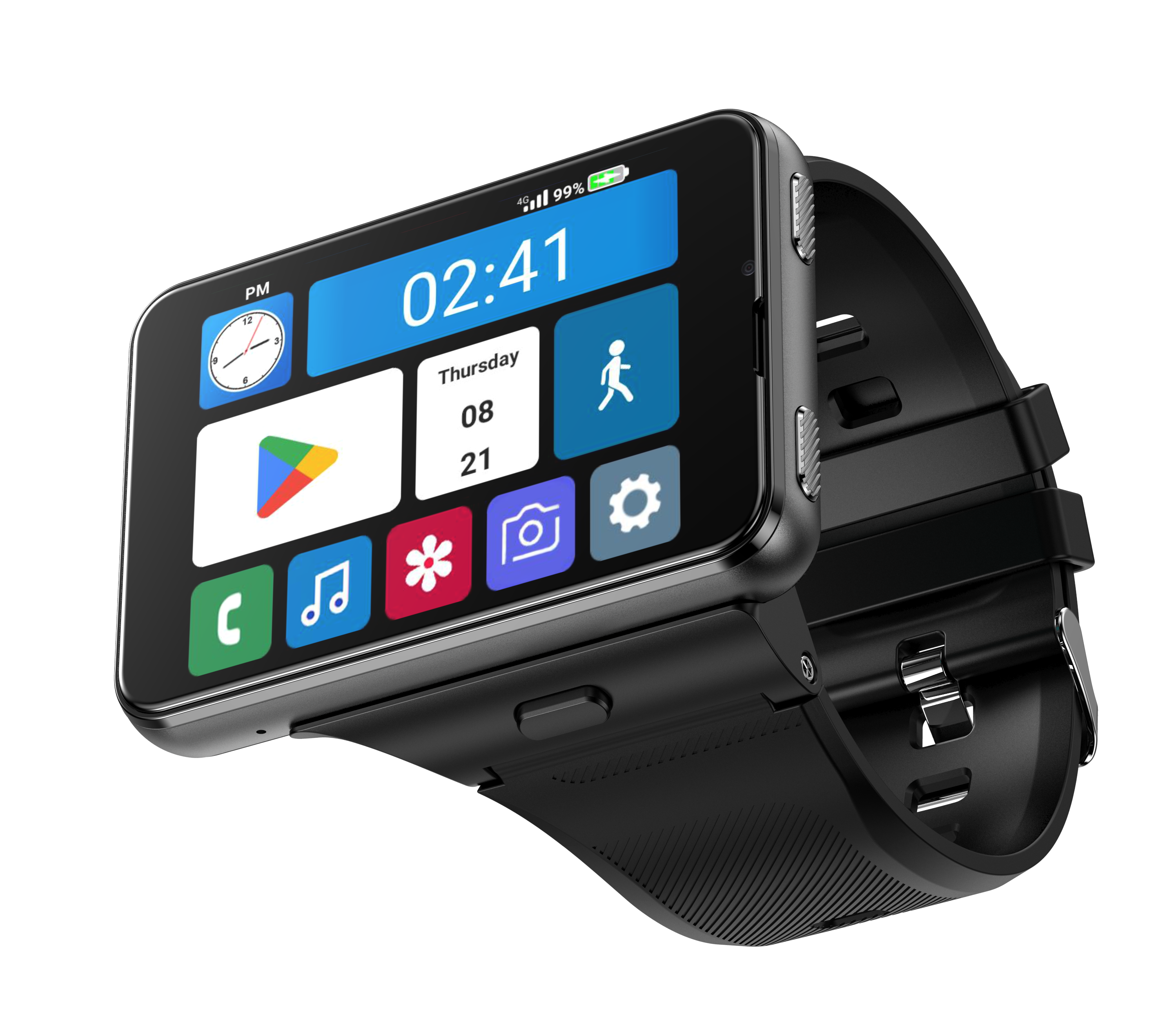 C-2-1  Nuovo 4G Internet GPS Smartwatch 4GB 64GB Android 11.0 2.88 "Grande schermo 800W + 200w doppia fotocamera Google Play SIM Card Orologio sportivo per uomini (nero)