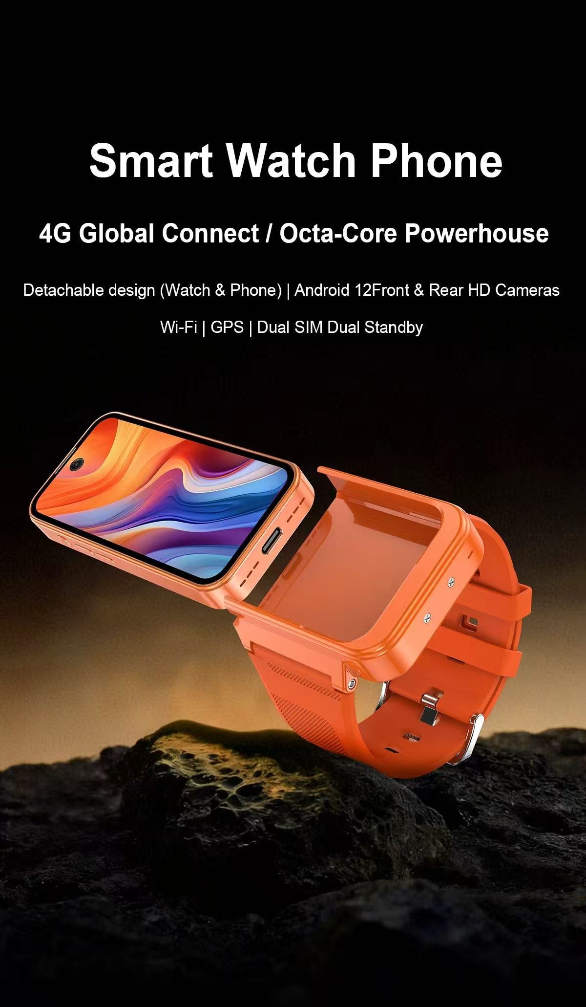 AA1 Mini Smartwatch | Android 12.0 | 3.97" HD Screen | Dual SIM + TF Card | 5MP+8MP AF Cameras | 4GB RAM 64GB Storage | Bluetooth 5.0