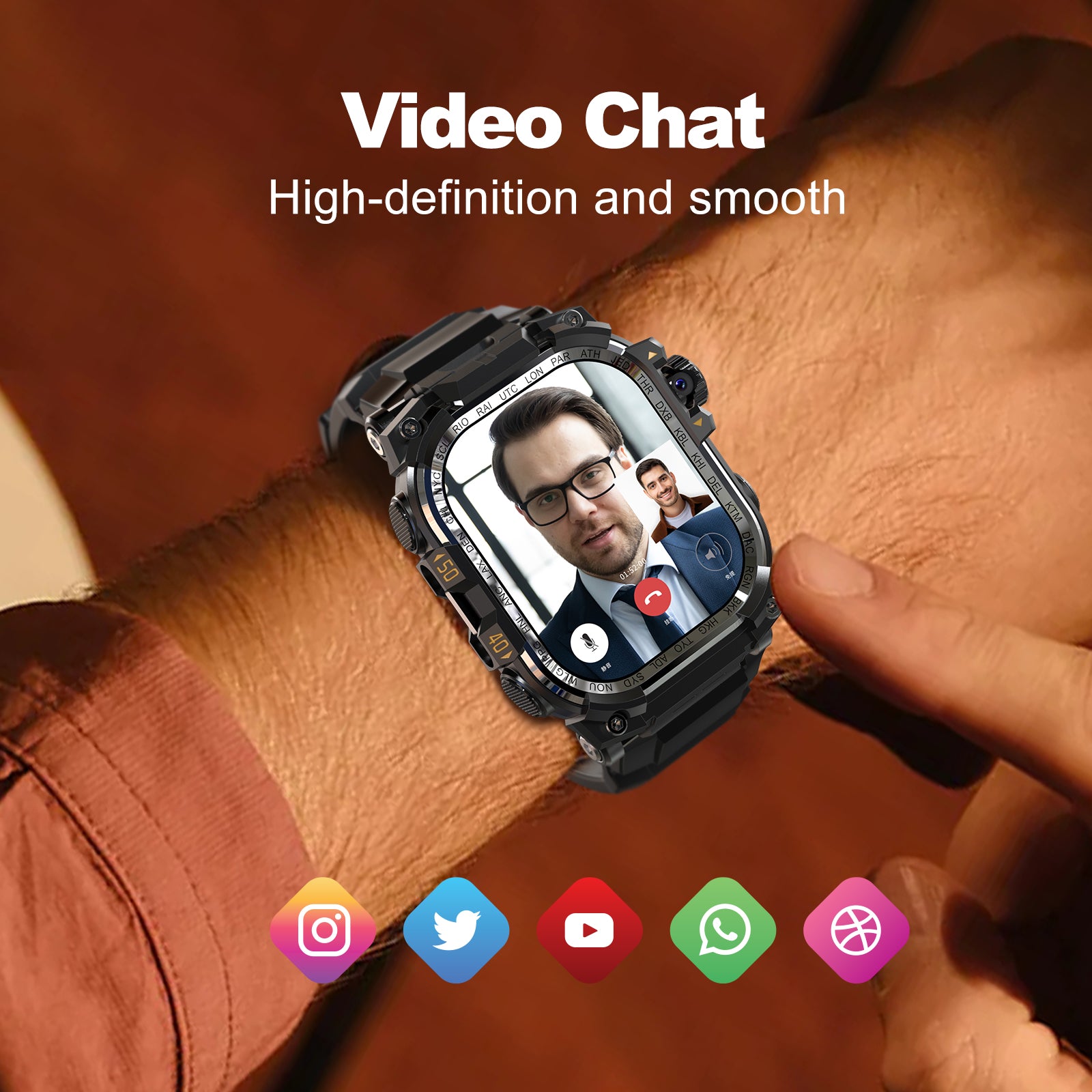 B-7 4G Smart Watch Quad Core 3GB 32GB Rotating Camera Herrenuhr 2.06" AMOLED HD Screen Smartwatch WiFi Bluetooth GPS Fitness Tracker Sportuhr (schwarz)