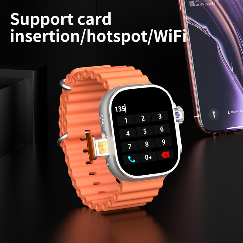 B-6-1 Smartwatch 4G Android 32GB Speicher 4G / 5G LTE Sim-Karte GPS WIFI 2,29 Zoll 490 * 580 Amoled NEU Smartwatch Rotationskamera (Orange)