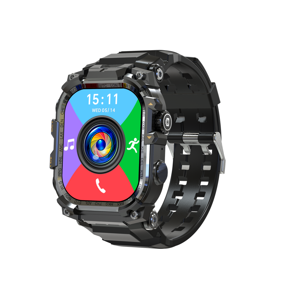 B-7 4G Smart Watch Quad Core 3GB 32GB Rotating Camera Herrenuhr 2.06" AMOLED HD Screen Smartwatch WiFi Bluetooth GPS Fitness Tracker Sportuhr (schwarz)